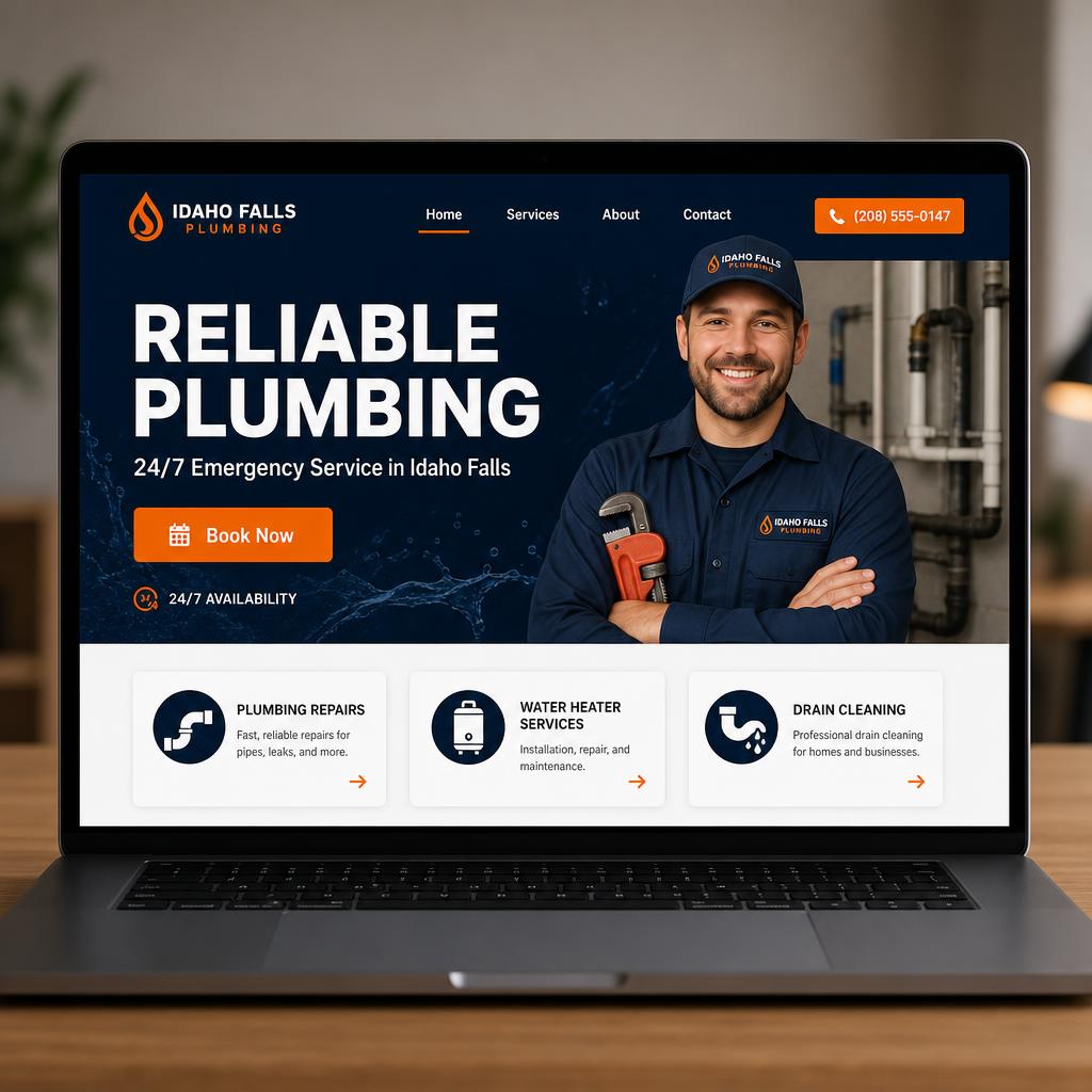 Preview of a modern plumbing website designed by Apex Web Solutions